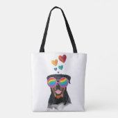 Tote Bag Rottweiler Chien avec Coeurs Saint-Valentin (Dos)