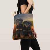 Tote Bag Rottweiler Chiot Automne Citrouille de plaisir (De près)
