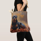 Tote Bag Rottweiler dans les feuilles d'automne automne aut (De près)