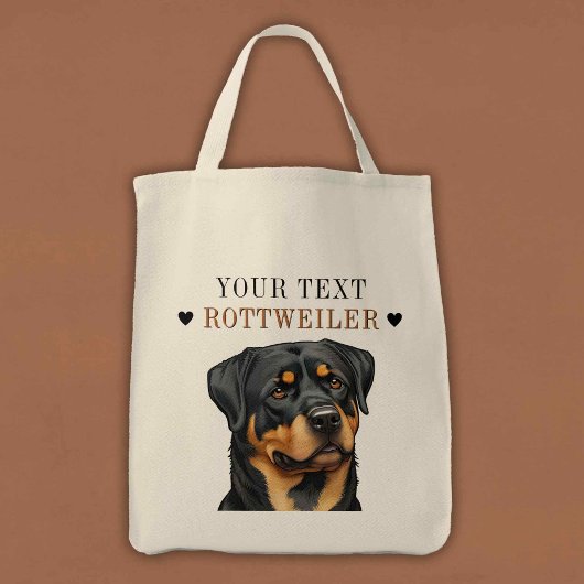 Tote Bag Rottweiler Illustration Doggy bag Love Fun Cadeau