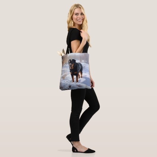 Tote Bag Rottweiler Laisser neiger Noël (Sur le modèle)