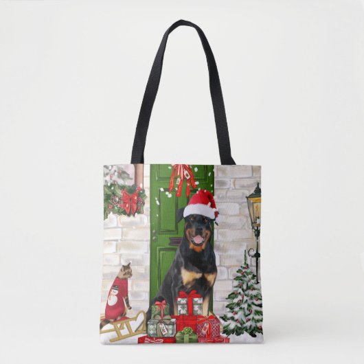 Tote Bag Rotweiler Chien Noël (Devant)