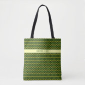 Tote Bag Roues à vélo motif texte personnalisé vert noir (Devant)