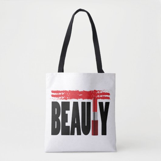Tote Bag Rouge à lèvres de typographie de beauté (Devant)