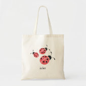 Tote Bag Rouge Aquarelle Ladybugs Personnalisé (Devant)