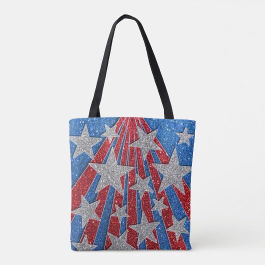 Tote Bag Rouge Blanc Bleu Parties scintillant Drapeau Améri (Dos)