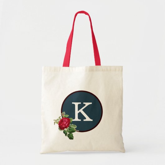Tote Bag Rouge Blanc Bleu Rose Motif Élégant Monogramme Fou (Devant)