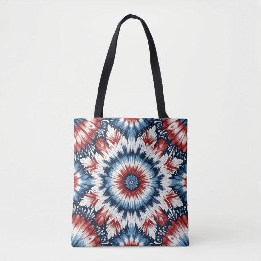 Tote Bag Rouge, Blanc & Bleu Tie-dye (Devant)