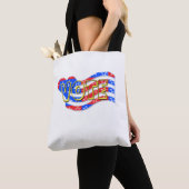 Tote Bag Rouge Blanc Bleu VOTE Coeur drapeau sur blanc (De près)