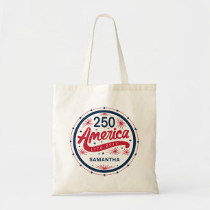 Tote Bag Rouge Blanc et Bleu USA 250e Anniversaire de l'Amé