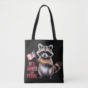 Tote Bag Rouge Blanc Et Feral Et Raccoon Libre