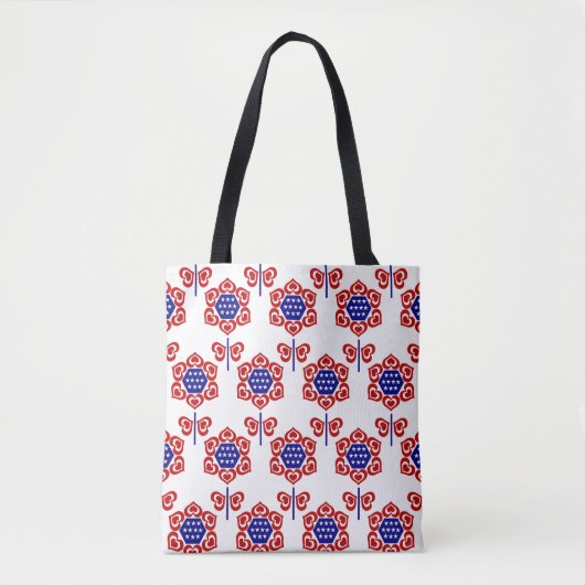 Tote Bag Rouge Blanc Fleur Bleu Design patriotique (Devant)