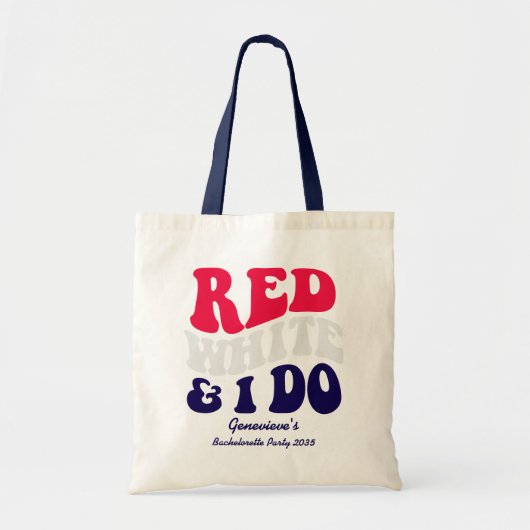 Tote Bag Rouge Blanc Je Le Fais | Texte Américain Rétro pou (Devant)