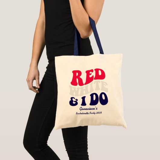 Tote Bag Rouge Blanc Je Le Fais | Texte Rétro Américain pou (Devant (produit))