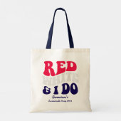 Tote Bag Rouge Blanc Je Le Fais | Texte Rétro Américain pou (Dos)