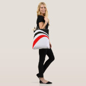 Tote Bag Rouge blanc noir tendance moderne rayures (Sur le modèle)