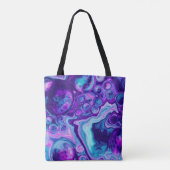 Tote Bag Rouge, Bleu, Bokeh Rose Marbre Fluid Art (Dos)