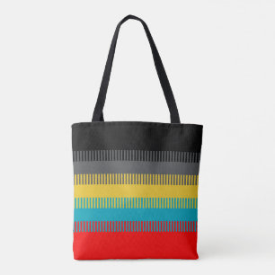 Tote Bag Rouge Bleu Jaune gris noir Abstrait Motif unique