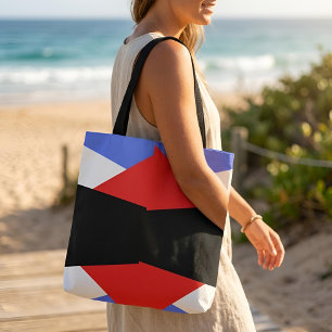 Tote Bag Rouge & Bleu moderne & noir & blanc bloc de couleu