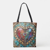 Tote Bag Rouge & Bleu Vitrail Heart Steampunk Series (Dos)