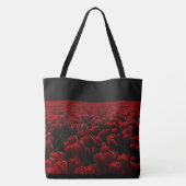 Tote Bag rouge bordeaux noir et profond, fleurs, ton nom (Dos)