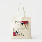 Tote Bag Rouge Bourgogne Blush Blue Floral Bunal Mariage (Devant)