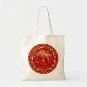 Tote Bag Rouge chinois de tigre de zodiaque/or ID542 (Devant)