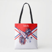 Tote Bag Rouge cute, cheerleader bleu 2 (Devant)