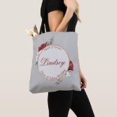 Tote Bag Rouge de Bourgogne & Roses Blanches Demoiselle d'H (De près)