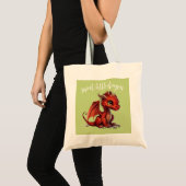 Tote Bag Rouge Dragon état de naissance violet vert aquarel (Devant (produit))