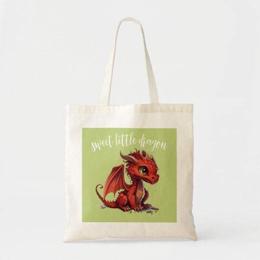 Tote Bag Rouge Dragon état de naissance violet vert aquarel (Devant)