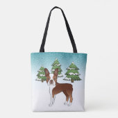 Tote Bag Rouge Et Blanc Boston Terrier En Hiver (Dos)