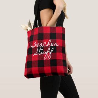 Tote Bag Rouge et Noir Buffalo Plaid Fournitures pour Ensei