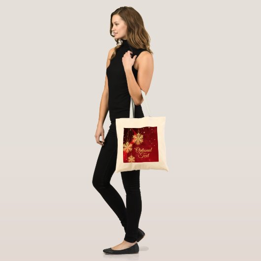 Tote Bag Rouge et or Flambeau de neige Filige personnalisée (Devant (modèle))