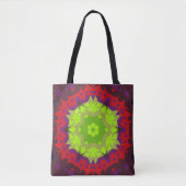 Tote Bag Rouge et violet vert fleur de Mandala (Devant)