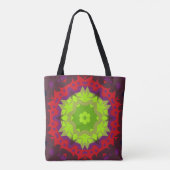 Tote Bag Rouge et violet vert fleur de Mandala (Dos)