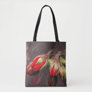 Tote Bag Rouge Fleur Et Élégant Foncé