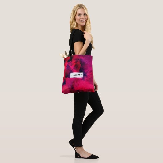 Tote Bag Rouge foncé et violet Gras & Abstrait moderne (Sur le modèle)
