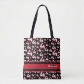 Tote Bag Rouge foncé, Volley-ball noir et blanc Personnalis (Devant)