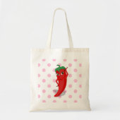 Tote Bag Rouge Hot Pepper Diva Pois roses (Devant)