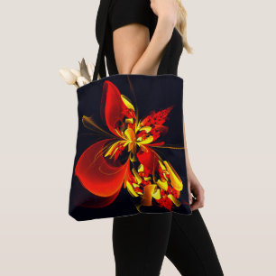 Tote Bag Rouge Jaune Floral Moderne Résumé Modèle Art #10