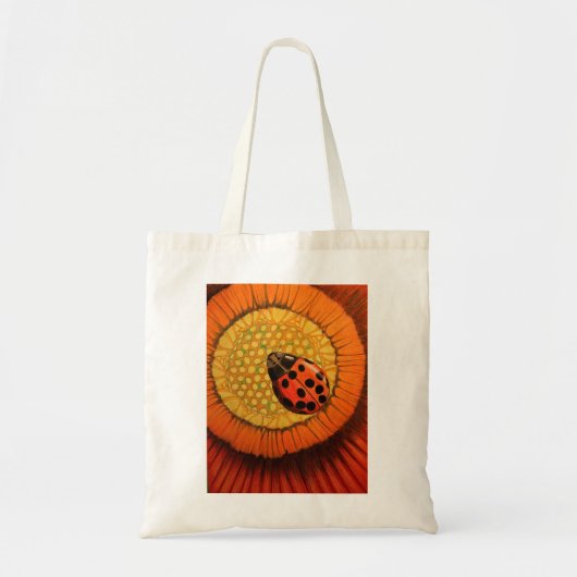 Tote Bag Rouge Ladybug Sur Fleur (Devant)