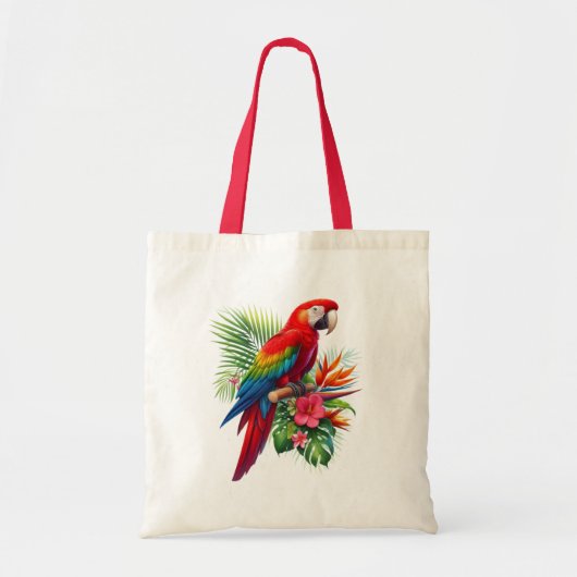 Tote Bag Rouge macaw tropical floral (Devant)