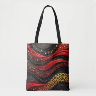Tote Bag Rouge Noir Or Fluide Abstrait Décor Dramatique