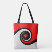 Tote Bag Rouge, Noir & Vagues Abstraites Gris Clair (Dos)