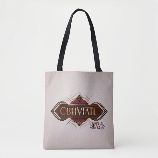 Tote Bag Rouge & Or Art Déco Obliviate Spell Graphisme (Devant)