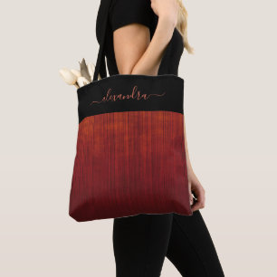 Tote Bag Rouge Orange rustique sombre personnalisé rayé