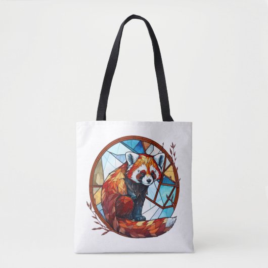 Tote Bag Rouge Panda Animal Portrait Vitrail Faune (Devant)