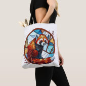 Tote Bag Rouge Panda Animal Portrait Vitrail Faune (De près)