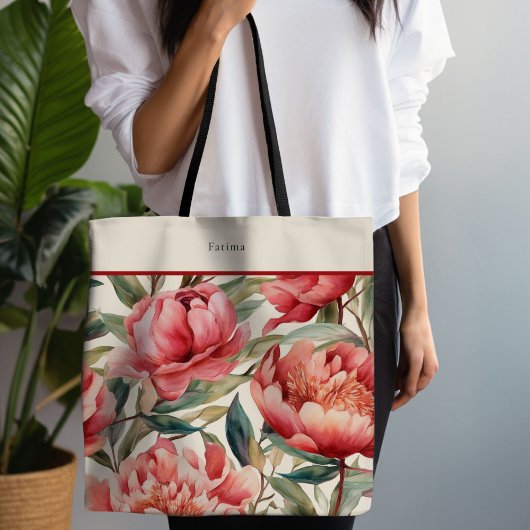 Tote Bag Rouge Peony Bold Floral